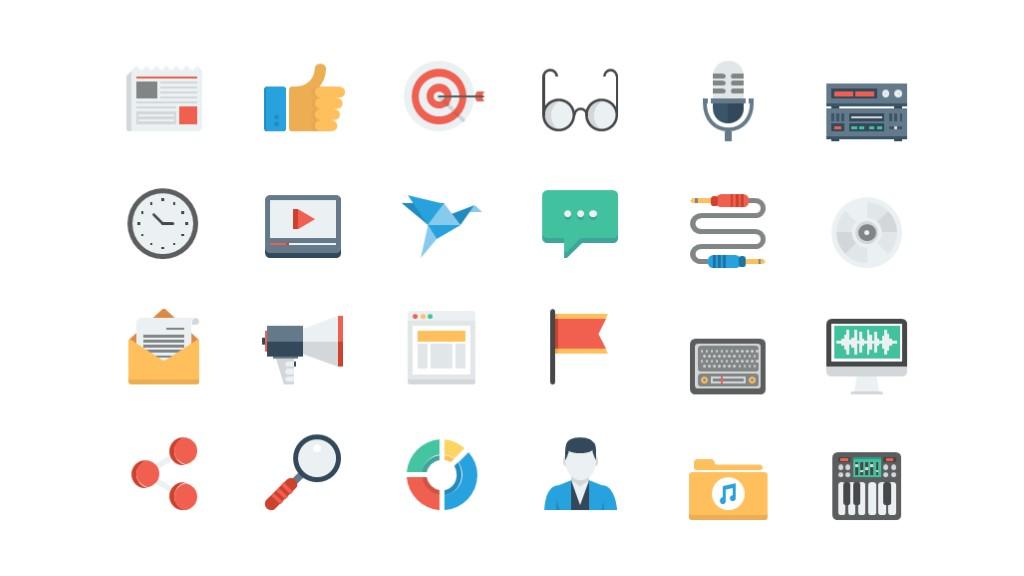 Material download: 200 small colorful vector flat PPT icons